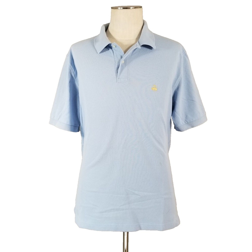 Brooks Brothers polo shirt mens large blue short sleeve cotton preppy‎